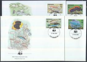 1984 WWF Halak sor Mi 1299-1302 4 FDC