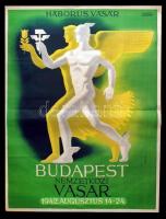 1942 Budapesti Nemzetközi Vásár-Háborús vásár, nagyméretű plakát, készült Klösz György Nyomdájában, szép állapotban, 124x95 cm