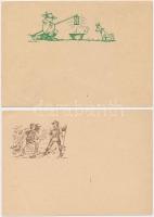 2 db RÉGI használatlan motívumlap Márton L. szignóval; cserkész / 2 old unused motive cards signed by Márton L.; scout