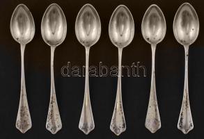 Ezüst(Ag) mokkás kanalak, gravírozással, jelzettek, 6 db, 99 g / 6 silver spoons, 99 g