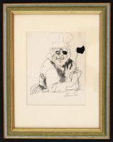 Szász Endre (1926-2003): Vázlatrajz. Tus, papír, jelzett, üvegezett keretben, 12×9 cm