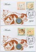 1968. 1Ft "Macska-fajták" érmés bélyeges boríték alkalmi bélyegzővel (4x) klf bélyegvariác...