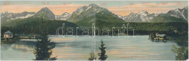 Tátra, Csorba-tó; Franz Pietschmann Nr. 1715. / lake, panoramacard (hajtásnál szakadt / bent til broken)