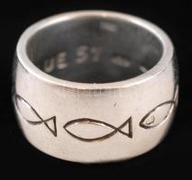 Clio Blue ezüst(Ag) gyűrű halakkal díszítve, jelzett, méret: 50, 12,3 g / Clio blue silver ring, size: 50, 12,3 g