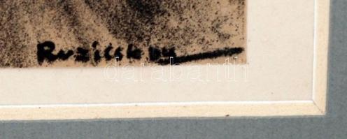 Ruzicskay György (1896-1993): Előítélet falak. Algrafia, papír, jelzett az algrafián, üvegezett kere...