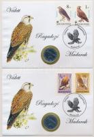 2003-2007. 50Ft "Védett ragadozó madarak" érmés bélyeges boríték alkalmi bélyegzővel, bélyegpárral (6x) klf bélyegvariációval T:1-,2