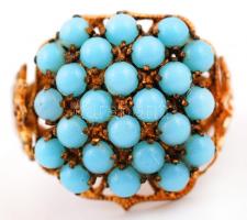 Apró kék kövekkel díszített réz gyűrű, állítható, méret: 52 /
copper ring, size: 52