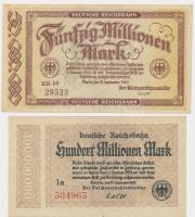 Németország / Weimari Köztársaság / Birodalmi Vasút / Berlin 1923. 50.000.000M + 100.000.000M T:III Germany / Weimar Republic / Deutsche Reichsbahn / Berlin 1923. 50.000.000 Mark + 100.000.000 Mark C:F