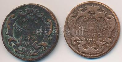 Ausztria/lengyel verdejel 1760W 1kr Cu "I. Ferenc" + 1763W 1kr Cu "Mária Terézia"...