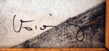 Vörös jelzéssel: Műtermi akt. Papír, szén, jelzett, üvegezett keretben, 64x37 cm