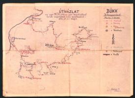 cca 1954 Úthálózat térképek, Miskolc-Kazincbarcika-Ózd, Bükk, Győr-Pápa-Veszprém, Budapest-Székesfehérvár-Veszprém, kézzel rajzoltak, 6 db