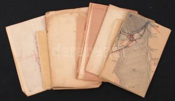 cca 1954 Úthálózat térképek, Miskolc-Kazincbarcika-Ózd, Bükk, Győr-Pápa-Veszprém, Budapest-Székesfeh...