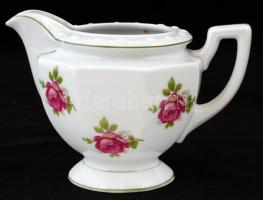 Zsolnay Iris Kolozsvár rózsákkal díszített porcelán kiöntő, matricás, hibátlan, jelzett, m: 12 cm