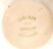 Zsolnay Iris Kolozsvár rózsákkal díszített porcelán kiöntő, matricás, hibátlan, jelzett, m: 12 cm
