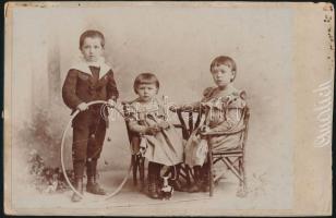 cca 1890 Auerlich, Nagyszeben, gyermekek / Children in Hermannstadt 17x11 cm