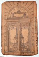 Ligeti Sándor: Ablaküveg tervrajz 2db. Vegyes technika, karton, egyik pecséttel jelzett, sérült, 30×...