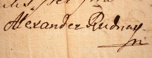 1810 Rudnay Sándor hercegprímás aláírása saját nyomott levélpapírján kiadott okmányon