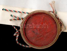 1916 Államtudományi diploma pergamenen, függő viaszpecséttel