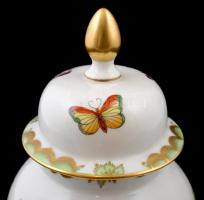 Herendi fedeles váza, kézzel festett, jelzett, hibátlan, m:24 cm/ Herend Victoria vase with top, han...