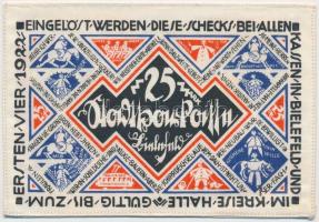 Németország / Weimari Köztársaság / Bielefeld 1921. 25M vászon, bélyegzéssel T:I
Germany / Weimar Re...