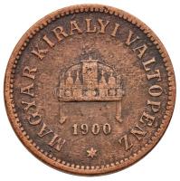 1900KB 2f Br (3,2g) T:3,2- ph. R!
Hungary 1900. 2 Fillér Br Kremnitz (3,2g) C:F,VF edge error R!
Ada...