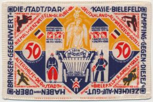 Németország / Weimari Köztársaság / Bielefeld / 1922. 50M selyem, bélyegzéssel T:I Germany / Weimar Republic / Bielefeld 1922. 50 Mark silk, with stamp C:UNC