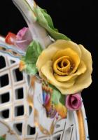 Herendi  Viktória kosár, restaurált, kézzel festett, jelzett, m:21 cm, h:26 cm