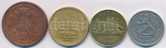 Finnország 1867. 10p Cu + 1972. 1M Cu-Ni + 1983. 5M Al-Br + 1993. 5M Cu-Al-Ni T:2,2-,3 ph.
Finland 1...