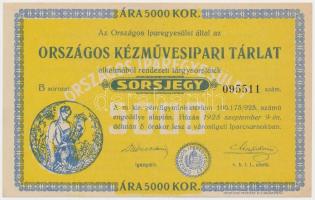 1925. "Országos Kézművesipari Társulat" sorsjegy 5000K T:II- kis szakadás