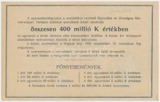 1925. "Országos Kézművesipari Társulat" sorsjegy 5000K T:II- kis szakadás