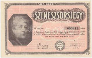 1925. "A Budapesti Színészek Szövetsége Nyugdíjintézetének javára" 5000K színészsorsjegy T:II