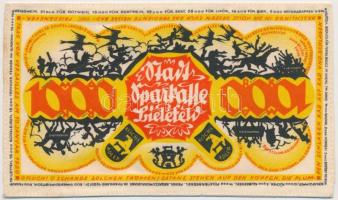 Németország / Weimari Köztársaság / Bielefeld / 1922. 1000M sárga, selyem, bélyegzéssel T:I
Germany ...