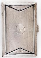 cca 1900 Ezüst cigarettatartó, agárfejes fémjel, díszes Kata felirattal, 70g 7,5x5cm