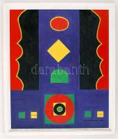 Szántó Sándor (1945-): Jelek I. Olaj, farost, jelzett, keretben, 58×48 cm