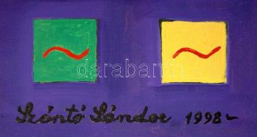 Szántó Sándor (1945-): Jelek I. Olaj, farost, jelzett, keretben, 58×48 cm