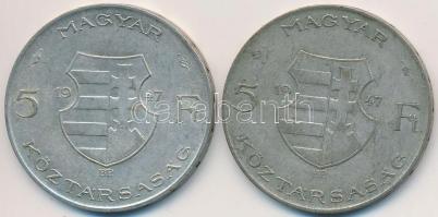 1947. 5Ft Ag "Kossuth" (2x) T:2-,3
