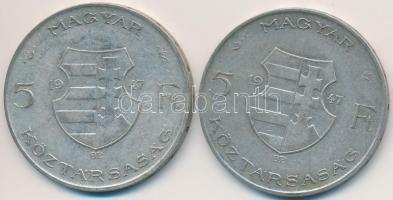 1947. 5Ft Ag "Kossuth" (2x) T:2-,3