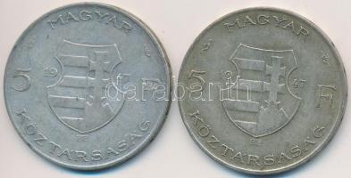 1947. 5Ft Ag "Kossuth" (2x) T:2-,3