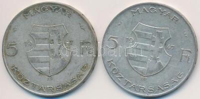 1947. 5Ft Ag "Kossuth" (2x) T:2-,3