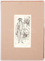 Csohány Kálmán(1925-1980): Férfi alak. Rézkarc, papír, jelzett, paszpartuban, 15×8 cm