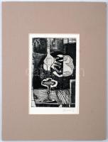 Pásztor Gábor (1933-2012): Csendélet. Rézkarc, papír, jelzett, paszpartuban, 16×9 cm