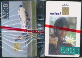 1992-93 MALÉV telefonkártya, bontatlan, 120 egység+ Unicef telefonkártya, bontatlan, 50 egység