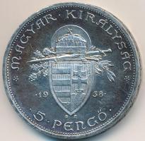 1938. 5P Ag "Szent István" T:2,2- ph. patina
Adamo P8.1