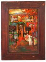 Gulácsy jelzéssel: Verona, olaj, fa, keretben, 48,5×31 cm