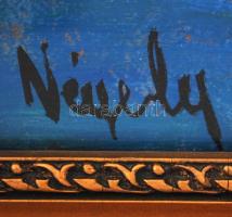 Négely jelzéssel: Vitorlások, vászon, díszes, üvegezett fa keretben, 38×54,5 cm