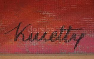 Kmetty jelzéssel: Utcarészlet templommal, pasztell, papír, paszpartuban, üvegezett fa keretben, 49×4...