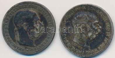 Ausztria 1893-1915. 1K Ag "Ferenc József" (2x) T:2-,3 patina Austria 1893-1915. 1 Corona Ag "Franz Joseph" (2x) C:VF,F patina