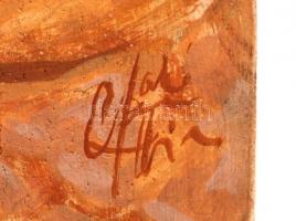 Csákó Béla Attila: Krisztus ikon, jelzett, vegyes technika, fatábla, 21,5x11,5cm