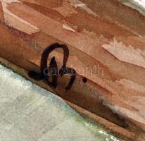 B jelzéssel: Az irodában, akvarell, papír, 43×61 cm