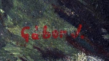 Gábor jelzéssel: Napsütötte tóparton, olaj, vászon, fa keretben, 48,5×68,5 cm